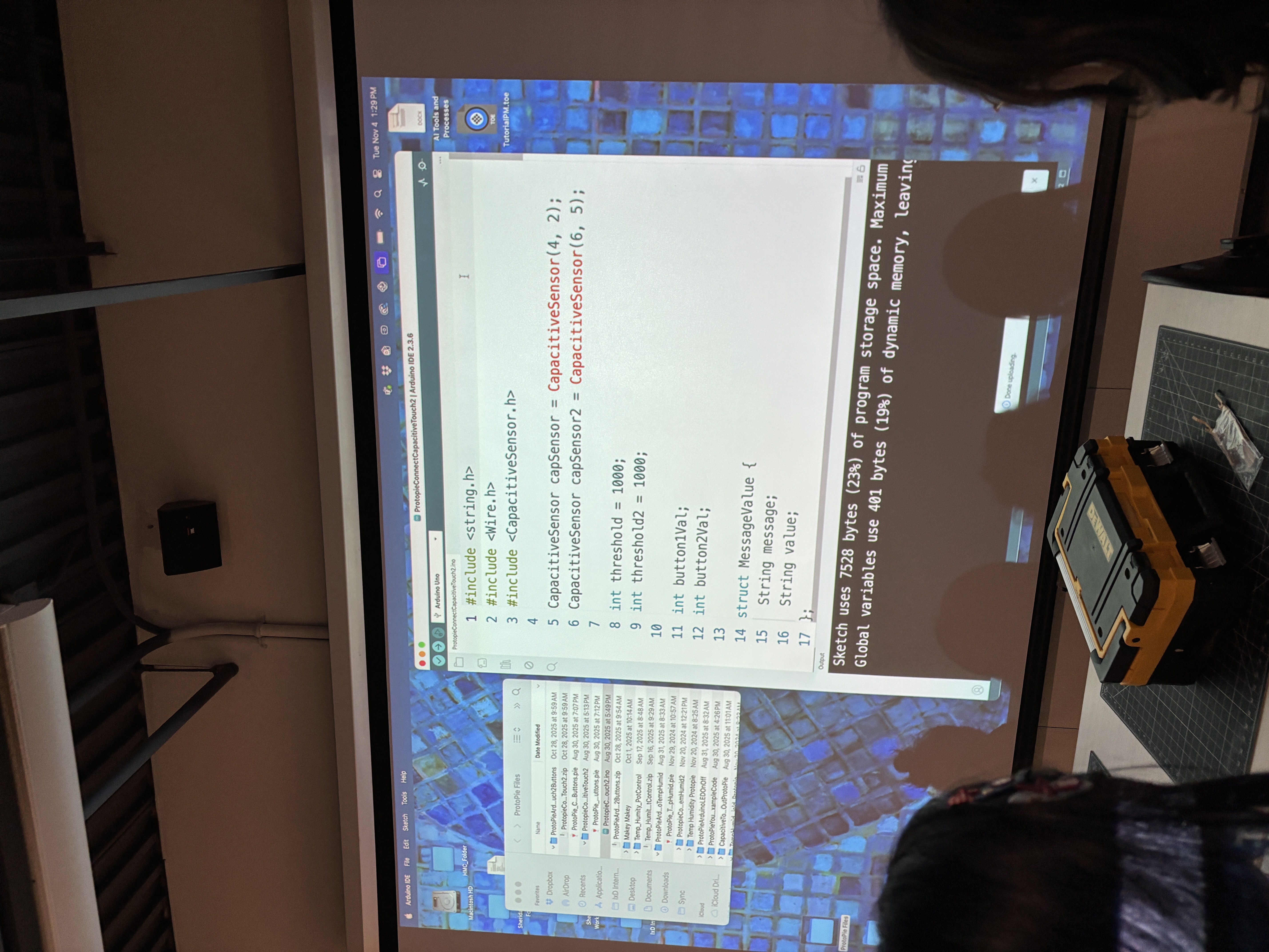 Learning how Capacitive Touch works during our Week 9 Workshop